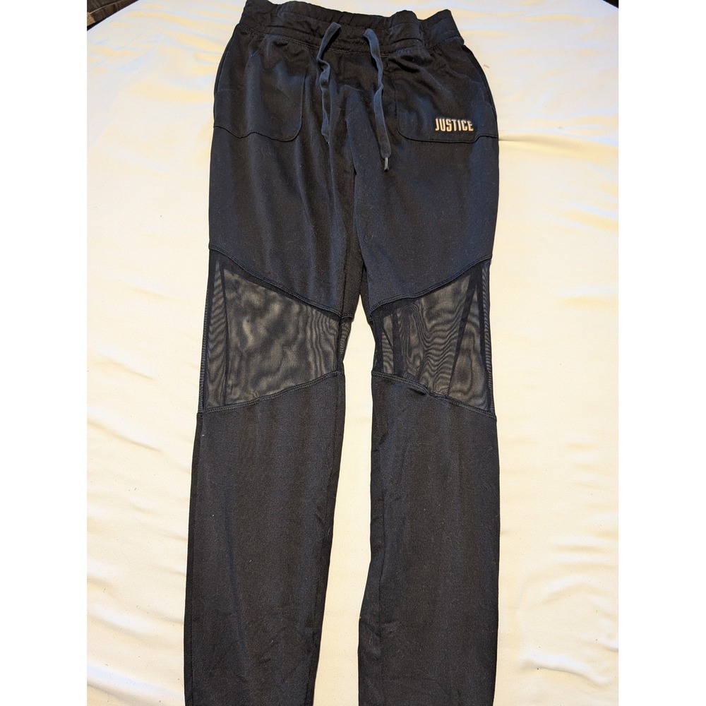 Justice Active Girls Black Joggers Mesh Panel Athletic Pants Size 14/16